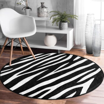 Čierno-biely prateľný okrúhly koberec vhodný pre robotické vysávače ø 80 cm Comfort – Mila Home – Obrázok 4