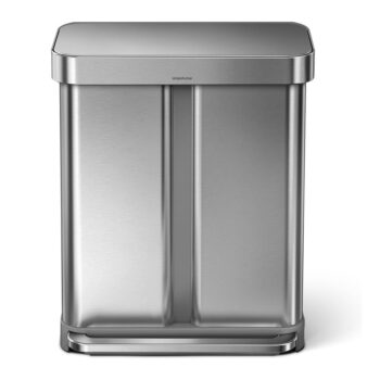 Pedálový odpadkový kôš na triedený odpad z nerezovej ocele 58 l Dual - simplehuman - Image 9
