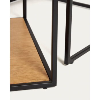 Okrúhle konferenčné stolíky s doskou v dubovom dekore v prírodnej farbe v súprave 2 ks 50x100 cm Yoana – Kave Home - Image 3