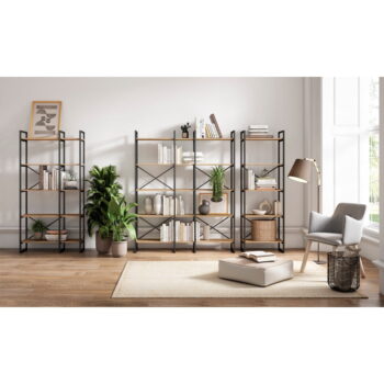 Čierny/prírodný regál v dekore duba 58x175 cm Dusan – Marckeric - Image 8