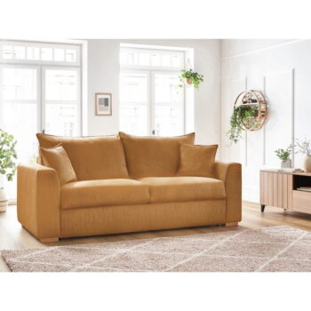 Menčestrová rozkladacia pohovka v horčicovej farbe 225 cm Augustin – Bobochic Paris - Image 7