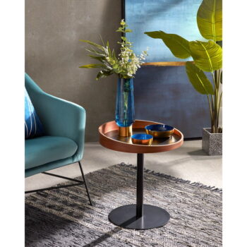 Okrúhly odkladací stolík s doskou v dekore orechového dreva ø 46 cm Kaori – Kave Home - Image 2