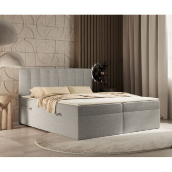 Svetlosivá boxspring posteľ s úložným priestorom 160x200 cm Novento – Maison de Rêve - Image 5