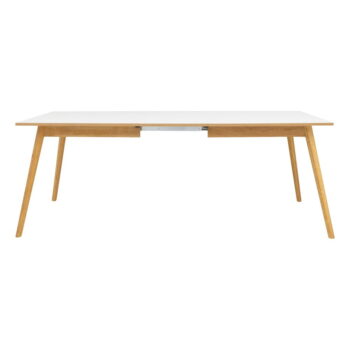 Biely rozkladací jedálenský stôl v dubovom dekore Tenzo Dot, 205 x 90 cm - Image 5