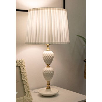 Biela stolová lampa s textilným tienidlom (výška 57 cm) Torre – Mauro Ferretti – Obrázok 2