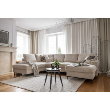 Béžová menčestrová rozkladacia rohová pohovka (ľavý roh) Lofty Lilly – Miuform - Image 7