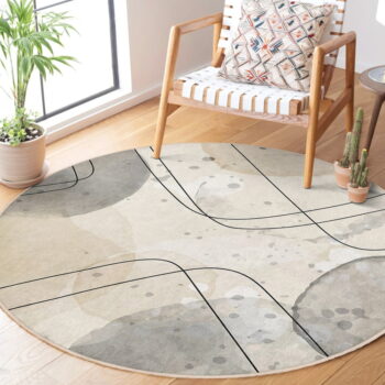 Béžový prateľný okrúhly koberec ø 80 cm Simple Lines – Mila Home - Image 5