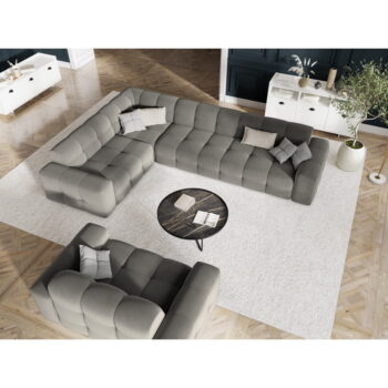 Sivá zamatová rohová pohovka (ľavý roh) Kendal - Micadoni Home - Image 4