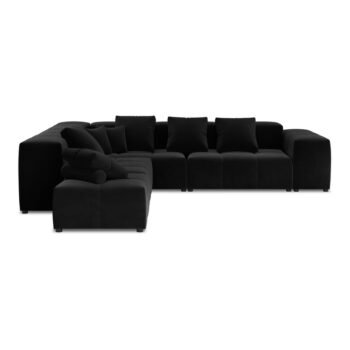 Čierna zamatová rohová pohovka (variabilná) Rome Velvet - Cosmopolitan Design – Obrázok 4