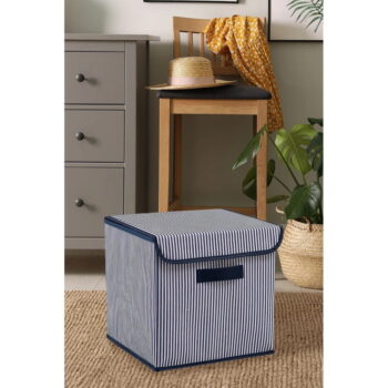 Modrý látkový úložný box s vekom 30x30x30 cm – Mioli Decor - Image 2