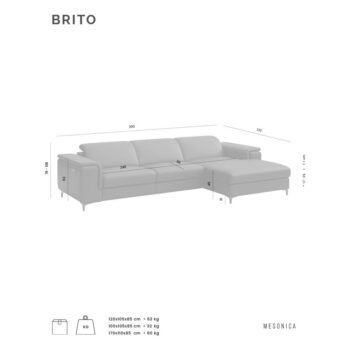 Koňakovohnedá kožená rohová pohovka (pravý roh) Brito – MESONICA - Image 7