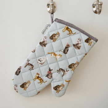 Modrá bavlnená kuchynská rukavica Cooksmart ® Curious Cats – Obrázok 3