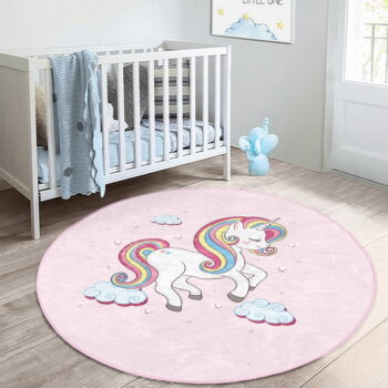 Ružový detský koberec ø 80 cm Comfort – Mila Home - Image 4