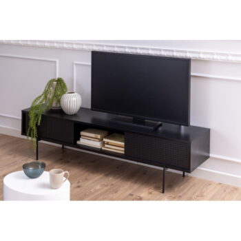 Čierny TV stolík v dekore jaseňa 180x44,5 cm Angus – Actona – Obrázok 6