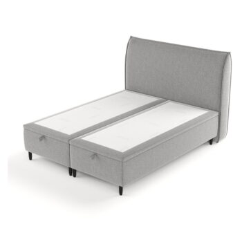 Svetlosivá čalúnená dvojlôžková posteľ s úložným priestorom 200x200 cm Pearl – Maison de Rêve - Image 2