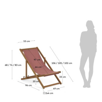 Svetločervené drevené záhradné ležadlo – Kave Home – Obrázok 3