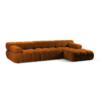 Oranžová modulárna rohová pohovka z textílie bouclé (pravý roh) Bellis – Micadoni Home - Image 3