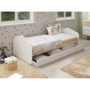 Biela/prírodná detská posteľ v dekore borovice s výsuvným lôžkom 90x200 cm Estefania – Marckeric - Image 8