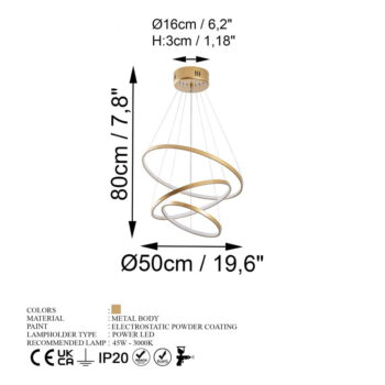 LED závesné svietidlo v zlatej farbe ø 50 cm Simit – Opviq lights - Image 9
