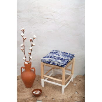 Vankúš na sedenie Linen Square Blue Flowers, šírka 37 cm - Image 2