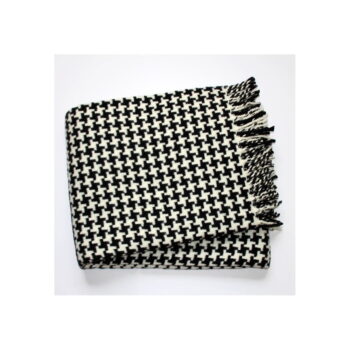 Čierno-biela deka so vzorom kohútej stopy Euromant Pearls Black, 140x180 cm