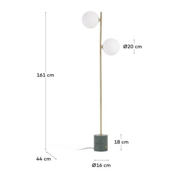 Stojacia lampa v zeleno-zlatej farbe so skleneným tienidlom (výška 161 cm) Lonela - Kave Home - Image 7
