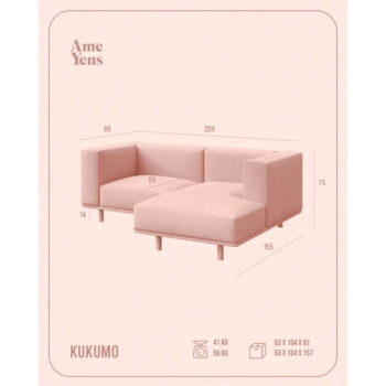 Sivá rohová pohovka (pravý roh) Kukumo – Ame Yens - Image 6