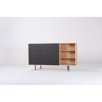 Nízka komoda z dubového dreva v čierno-prírodnej farbe 176x100 cm Fina - Gazzda - Image 9