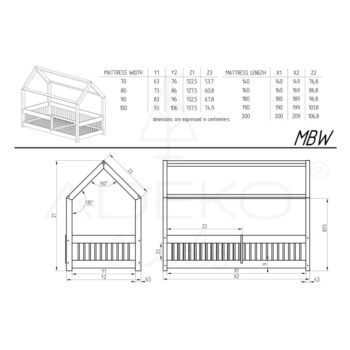 Domčeková detská posteľ z borovicového dreva v prírodnej farbe 90x200 cm Mila MBW – Adeko - Image 4