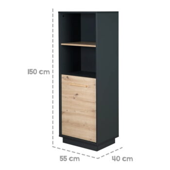 Detská knižnica v dekore duba v antracitovo–prírodnej farbe 55x150 cm Lenn – Roba - Image 7