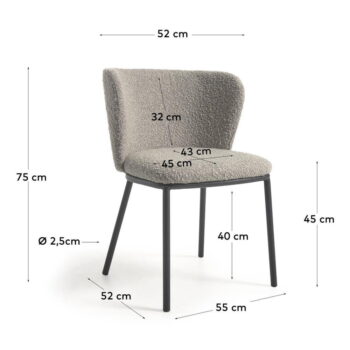 Sivá jedálenská stolička Ciselia – Kave Home - Image 2