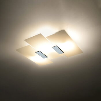 Biele stropné svietidlo so skleneným tienidlom 42x40 cm Veronica – Nice Lamps - Image 2