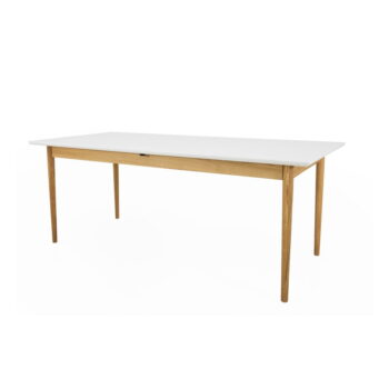 Rozkladací jedálenský stôl s bielou doskou 90x195 cm Skagen – Tenzo - Image 4