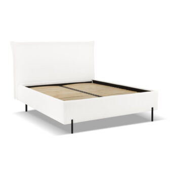 Biela čalúnená dvojlôžková posteľ s úložným priestorom a roštom 160x200 cm Armie – Milo Casa