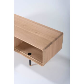 TV stolík z dubového dreva v čierno-prírodnej farbe 160x48 cm Fina – Gazzda - Image 2