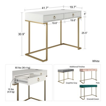 Zelený pracovný stôl CosmoLiving by Cosmopolitan Camila – Obrázok 8