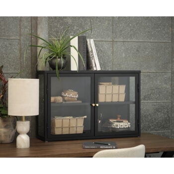 Čierna kovová závesná vitrína 90x60 cm Carmel – Unique Furniture – Obrázok 4