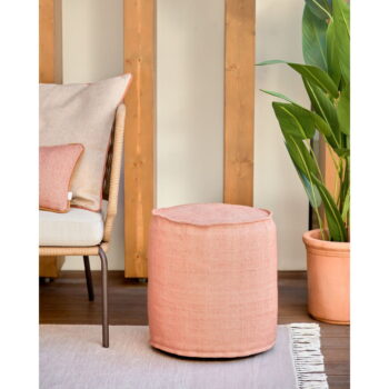 Svetločervený puf Kave Home Isaura, ø 40 cm - Image 3