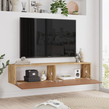 TV stolík v dekore borovice v tehlovo-prírodnej farbe 140x29x32 cm – Kalune Design - Image 5