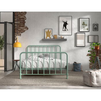 Zelená kovová jednolôžková posteľ s roštom 140x200 cm BRONXX – Vipack - Image 4