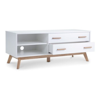 Biely TV stolík 130x50 cm Kensal – Woodman – Obrázok 4