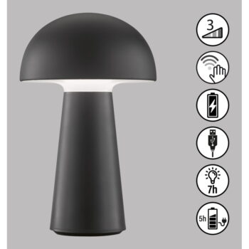 Čierna LED stmievateľná stolová lampa so senzorom pohybu (výška 22 cm) Viga - Fischer & Honsel – Obrázok 3