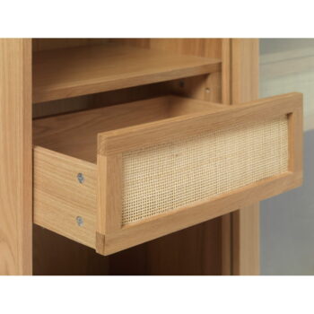 Vitrína v dekore duba s posuvnými dverami v prírodnej farbe 110x160 cm Barrali – Unique Furniture – Obrázok 6