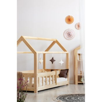 Domčeková detská posteľ z borovicového dreva 80x200 cm Mila MBP - Adeko - Image 2