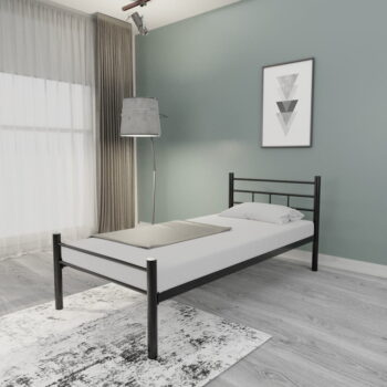 Čierna kovová jednolôžková posteľ s roštom 120x200 cm K70 – Kalune Design - Image 2