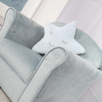 Svetlomodré zamatové detské kresielko Lil Sofa – Roba - Image 4