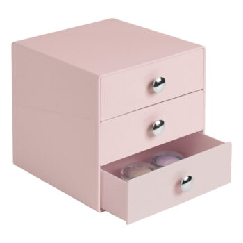 Ružový trojposchodový organizér so zásuvkami iDesign, 16,5 x 16,5 cm – Obrázok 2