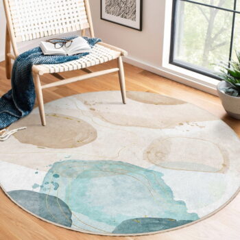 Modro-béžový prateľný okrúhly koberec ø 120 cm Puddle – Mila Home - Image 11