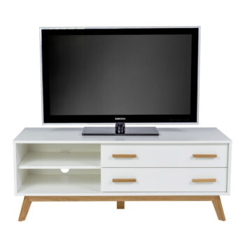 Biely TV stolík 130x50 cm Kensal – Woodman – Obrázok 5