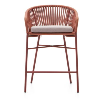 Záhradná barová stolička s výpletom vo farbe terakota Kave Home Yanet, výška 85 cm - Image 3